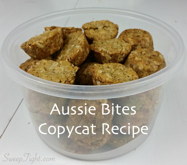 Aussie bites in a tupperware bowl. 