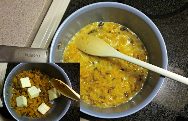 Dried fruit mixture in a sauce pan. 