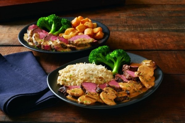 Roasted sirloin dishes at Outback Steakhouse. 