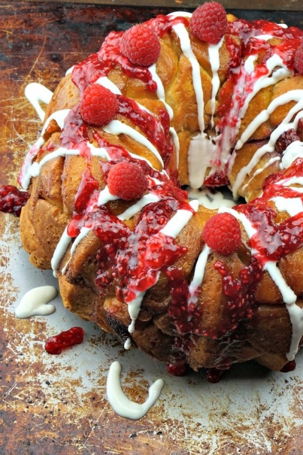 White Chocolate Raspberry Easy Monkey Bread Recipe