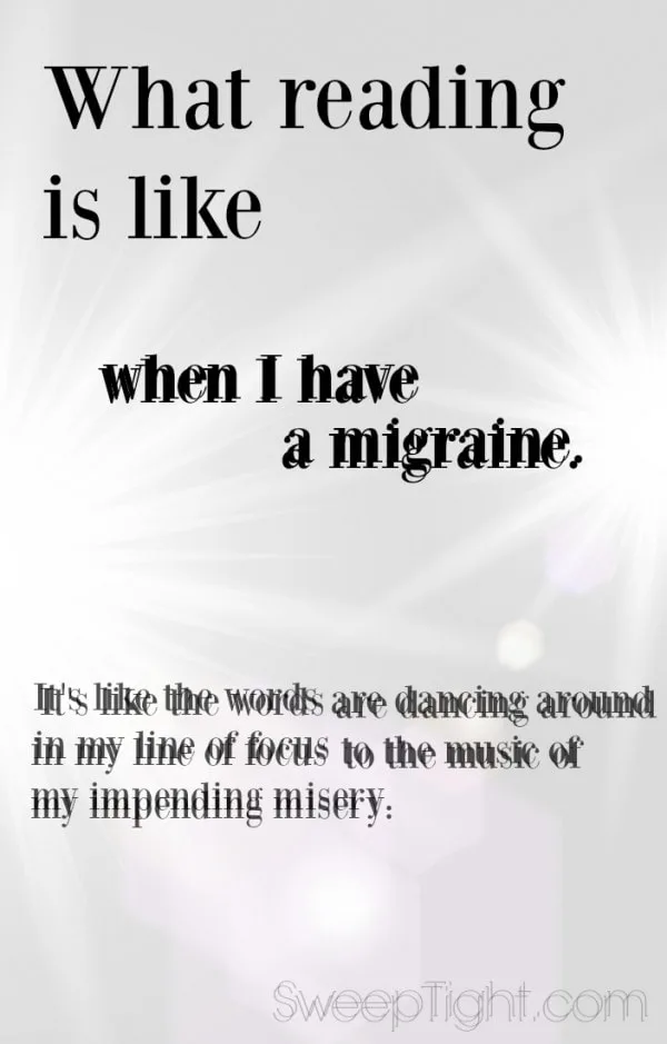Blurry words to show what it's like to read with a migraine. 