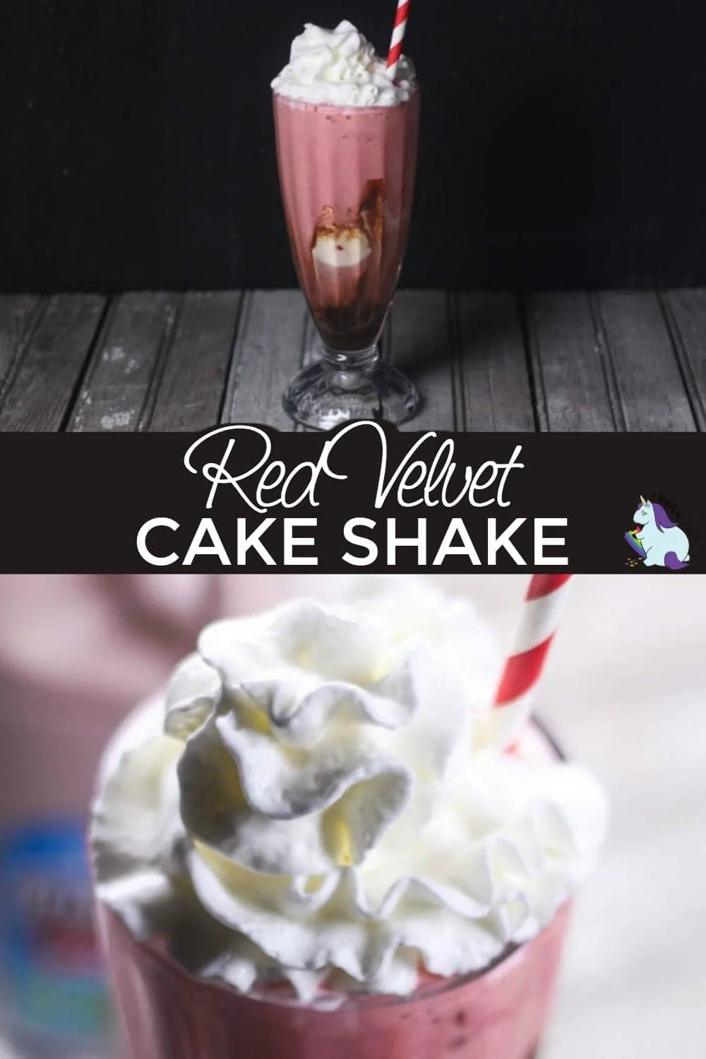 Shake in a glass and then a close up of whipped cream.