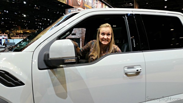 Shelley in a Ford Raptor 2016 Chicago Auto Show Recap
