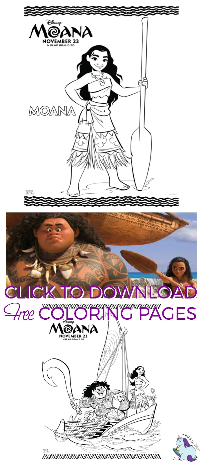 Free Disney Coloring Pages - Full Moana Coloring Packet!