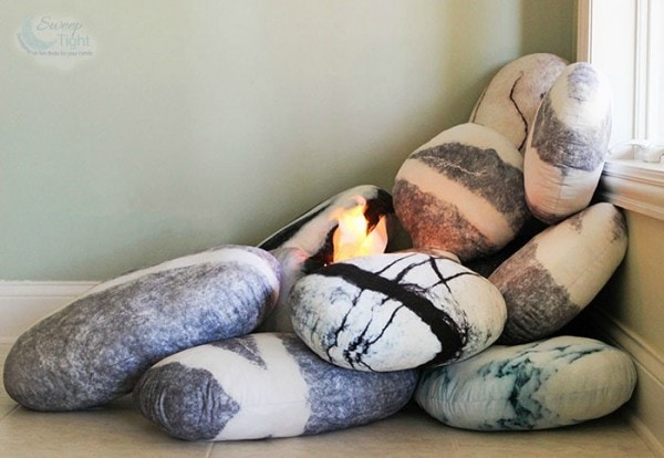 Pebble Pillows and fake fire