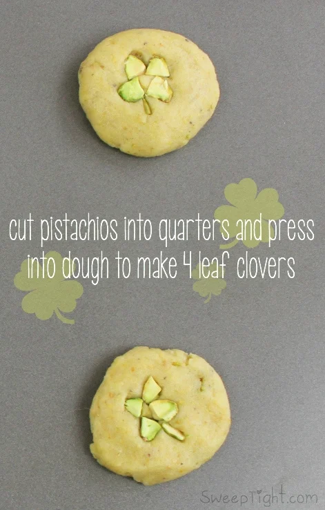 Super easy four leaf clover cookies with pistachios