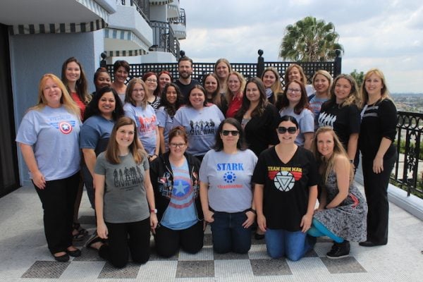 Bloggers group shot with Chris Evans