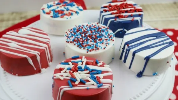 Red, white and blue Oreos