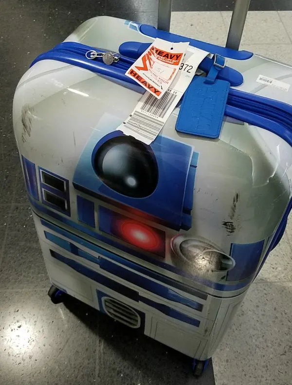 Recognizable luggage! Plus the more beat up R2D2 gets, the more authentic he looks!