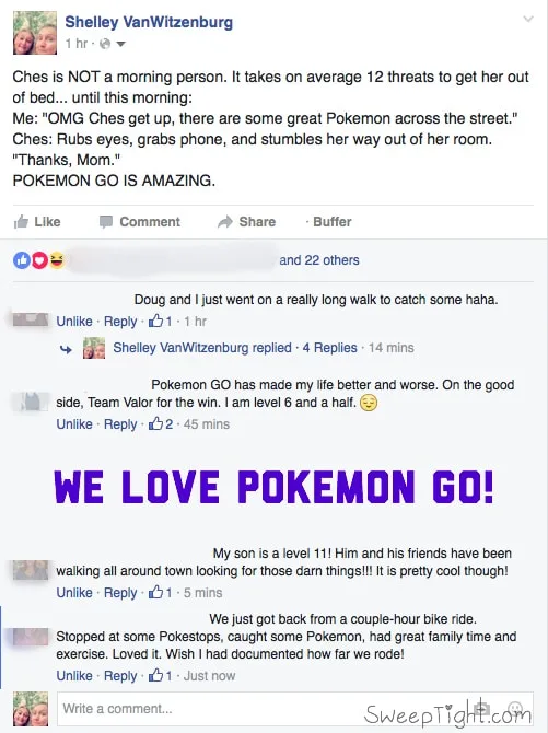 Facebook conversation between me and my daughter about Pokemon GO