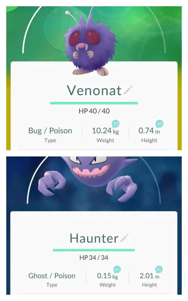 Venonat and Haunter pokemon. 