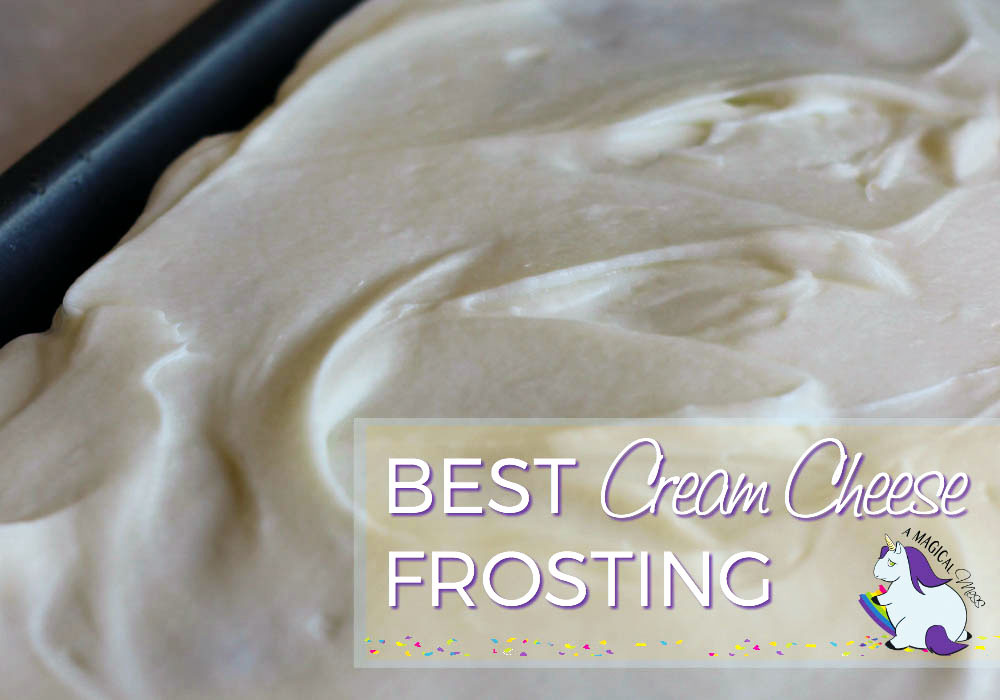 Cream cheese frosting in a pan. 