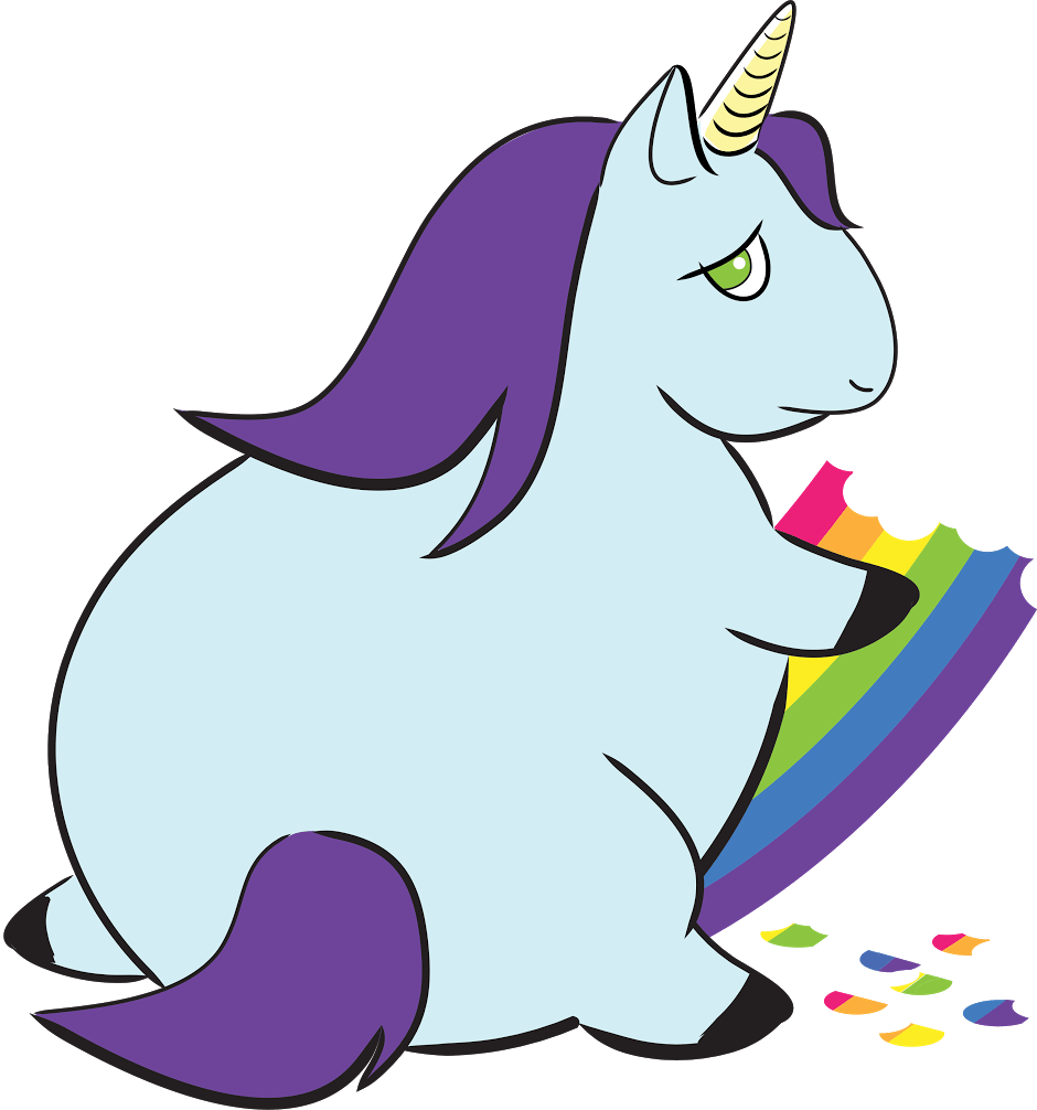 fat unicorn pooping rainbow