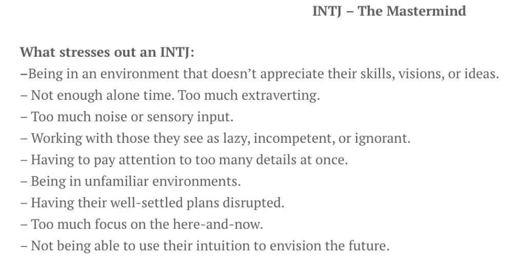 INTJ Personality - what stresses us out