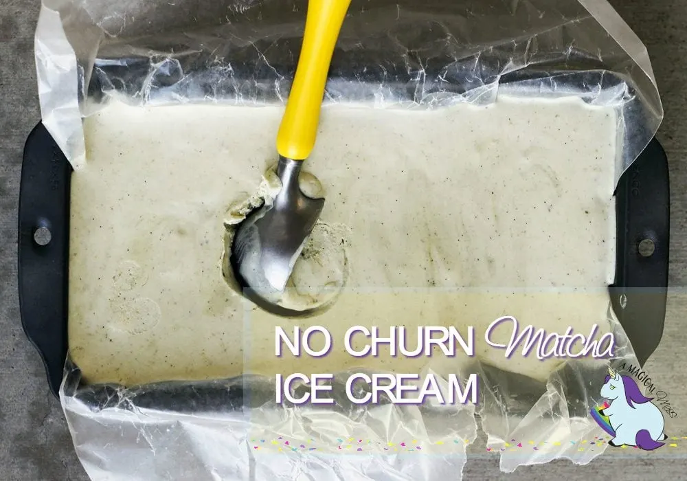 No Churn Green Tea Matcha Ice Cream in a dish