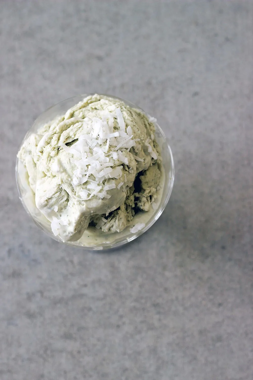 Matcha Ice Cream Recipe with coconut flakes
