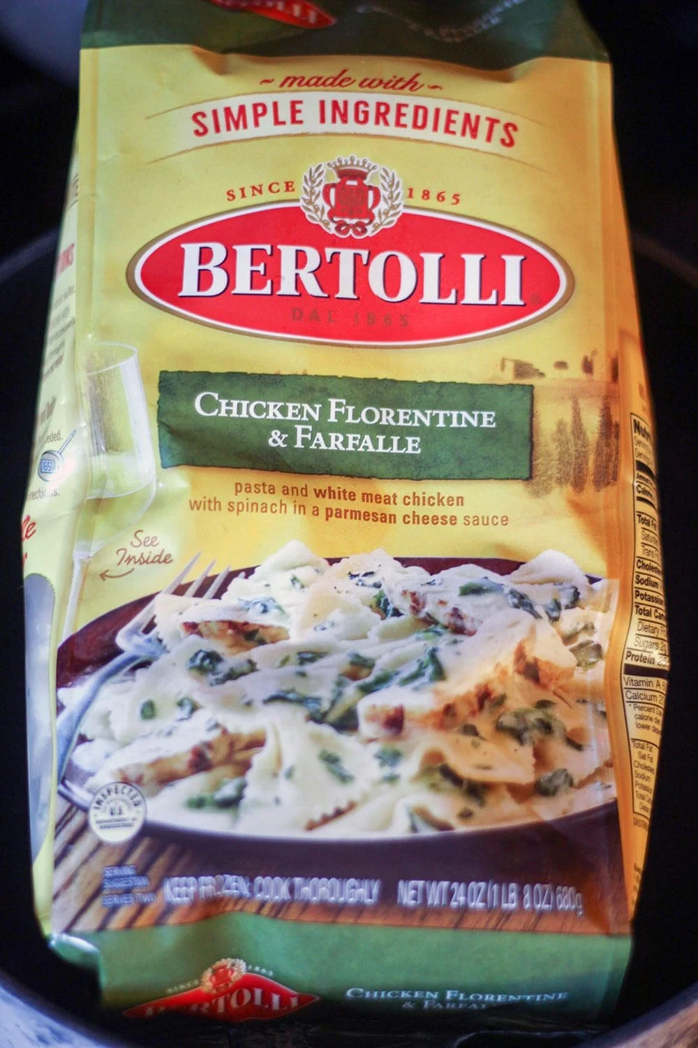 Bertolli new transparent bag and made with simple ingredients.