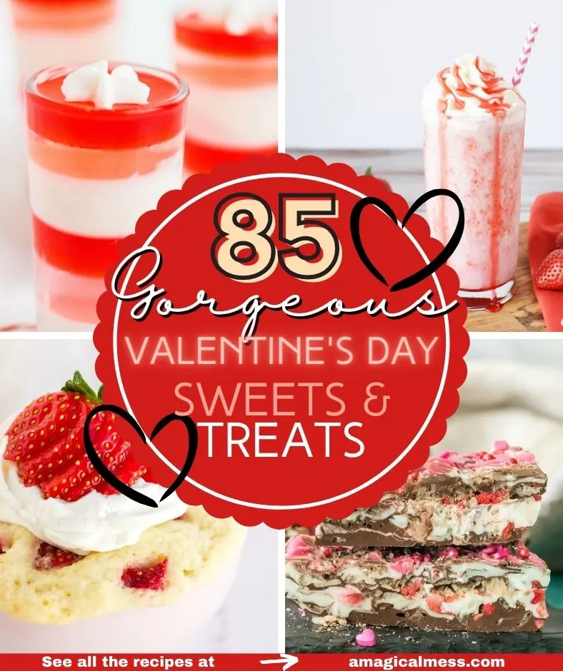 Collage of valentine's day desserts.