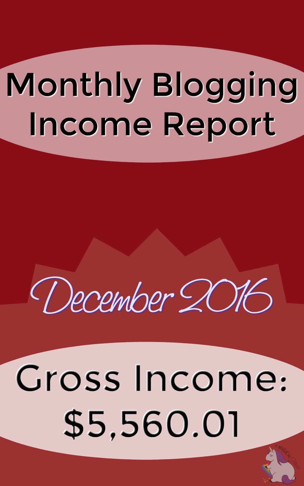 Monthly Blog Income Report for Dec 2016