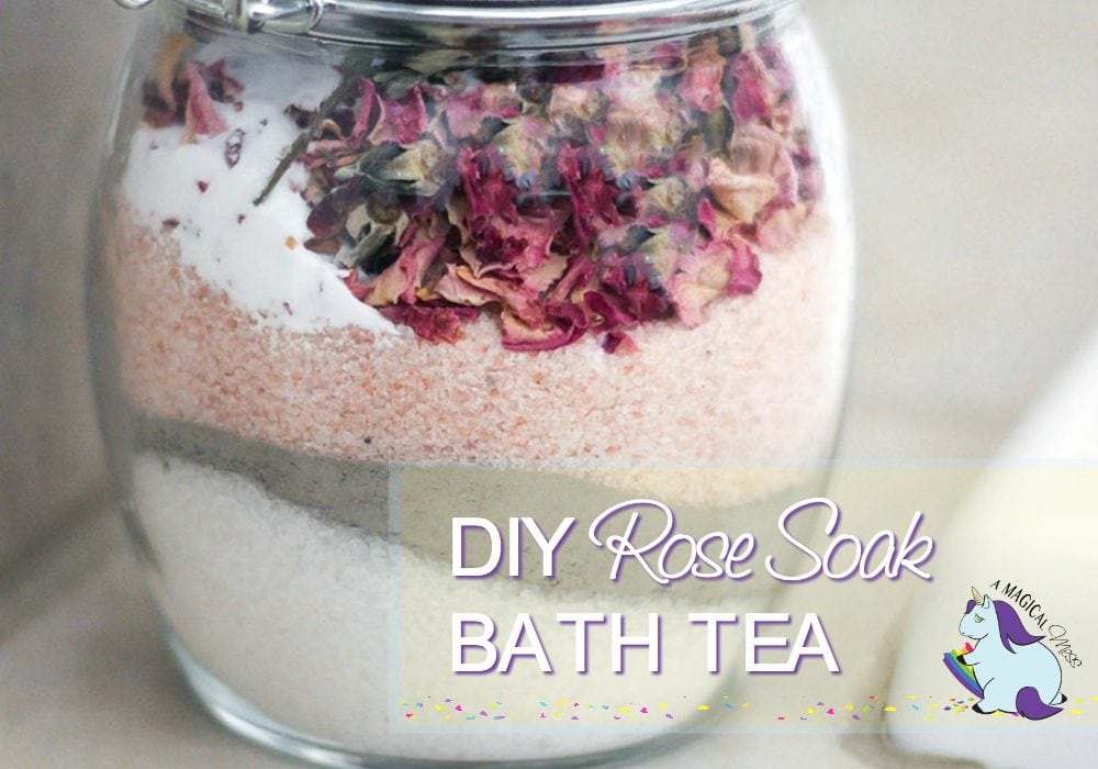Jar of rose petal bath soak