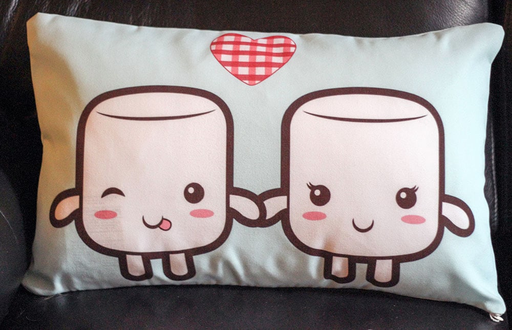 Cute Marshmallow couple Lumbar Pillow