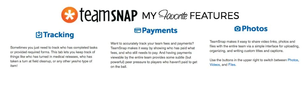 Team Snap app favorite features