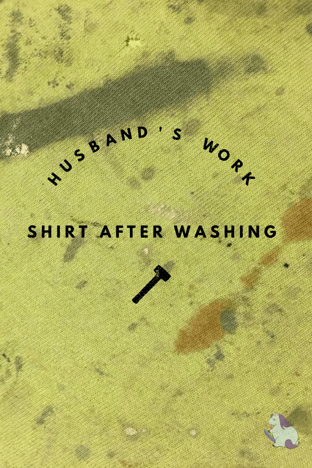 Closeup of a dirty yellow work shirt with stains. 