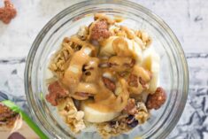 Breakfast Yogurt Bowl with Banana, Peanut Butter, and Cocoa Bunnies