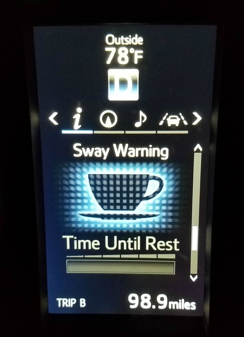 Toyota Corolla Sway Warning