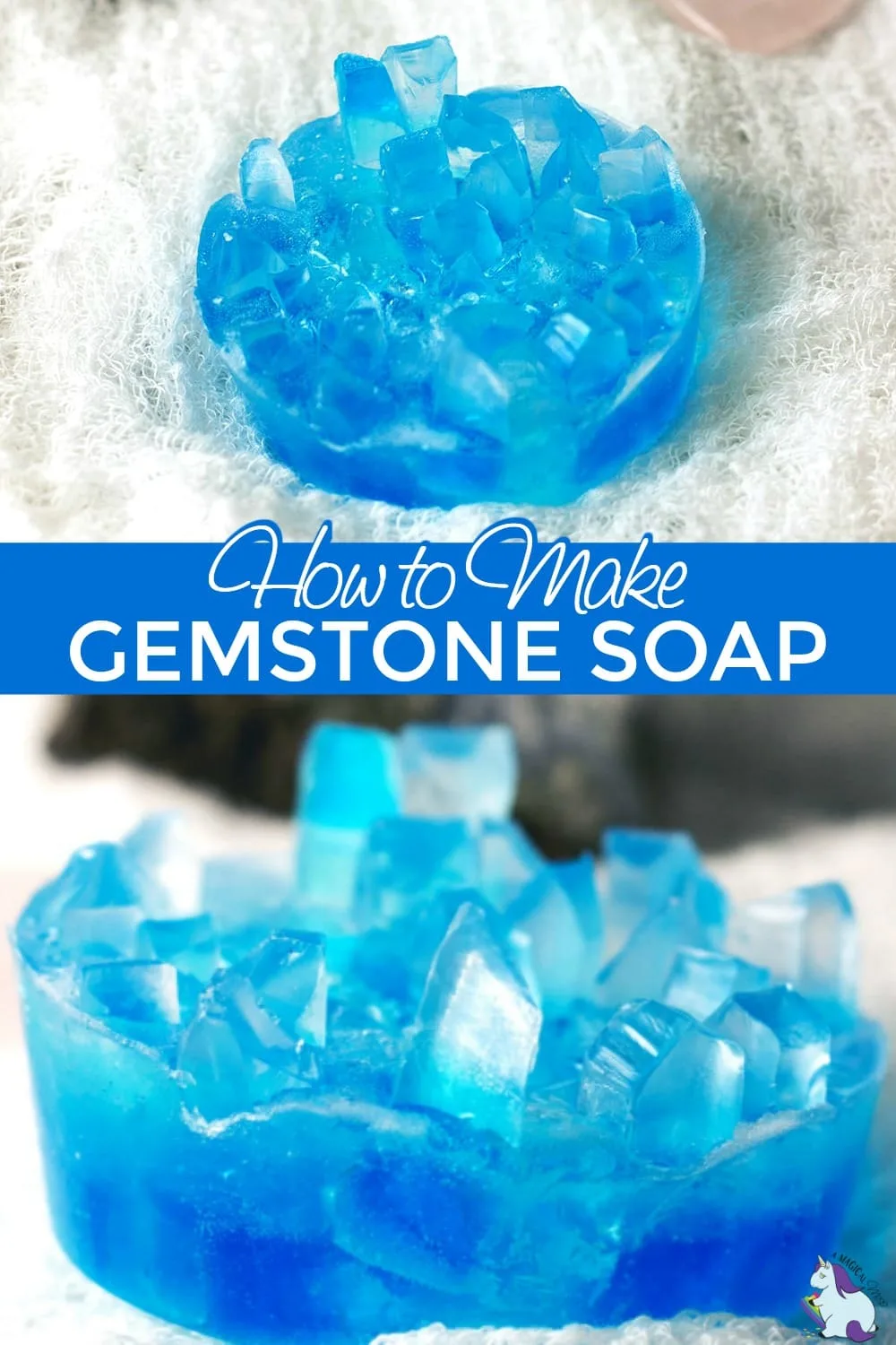 Blue soap that looks like crystals. 