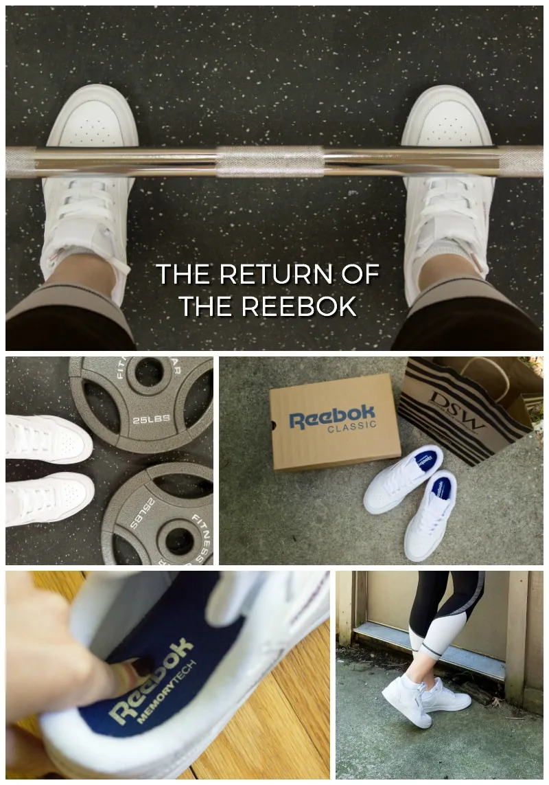 Wearing Reebok Classic shoes all over the place. 