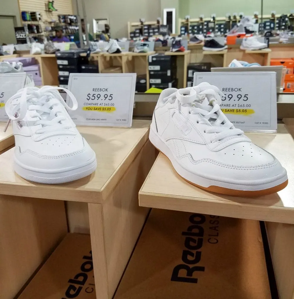 Classic Reebok Shoes on the shelf at DSW. 