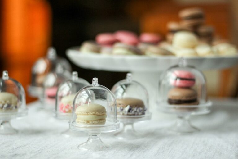 Cute Mini French Macarons Recipe Served on Tiny Cake Stands