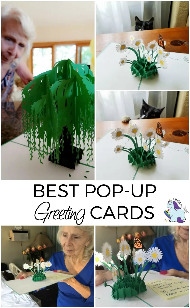 Several pop up cards on a table.