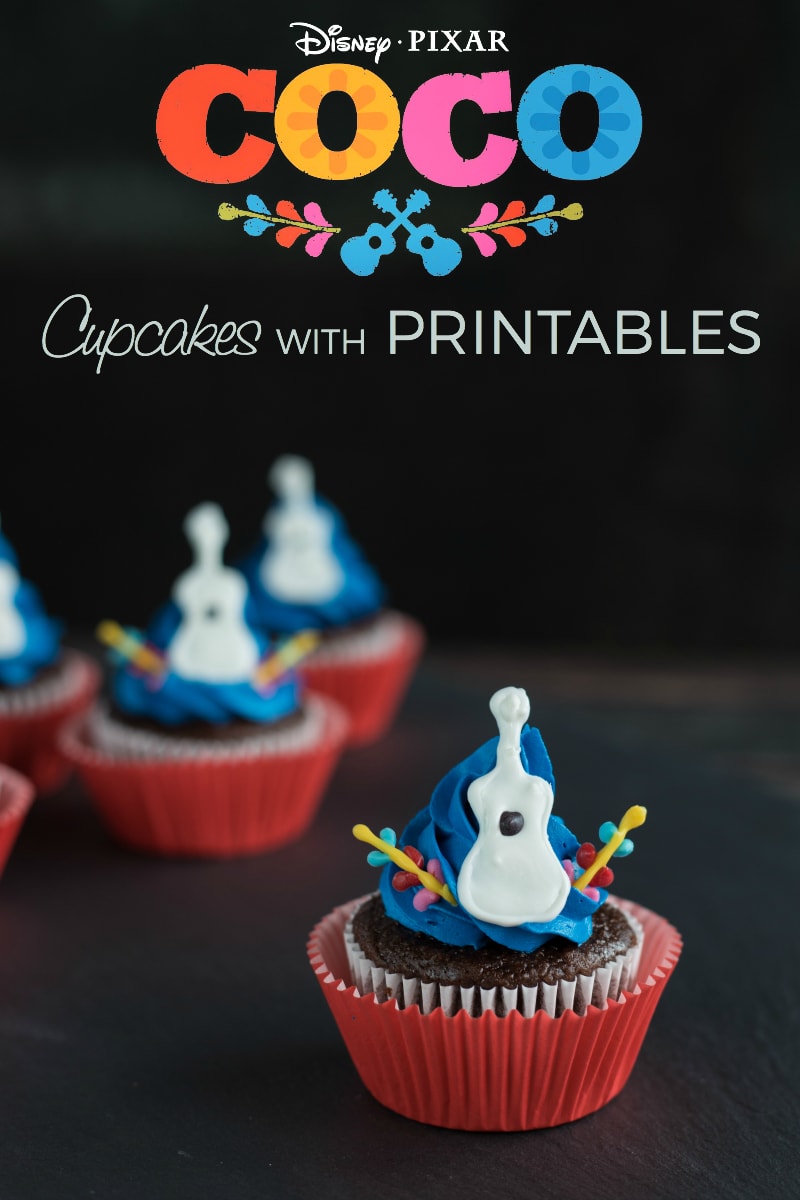 Disney Pixar Coco Inspired Guitar Cupcakes Recipe with Printables