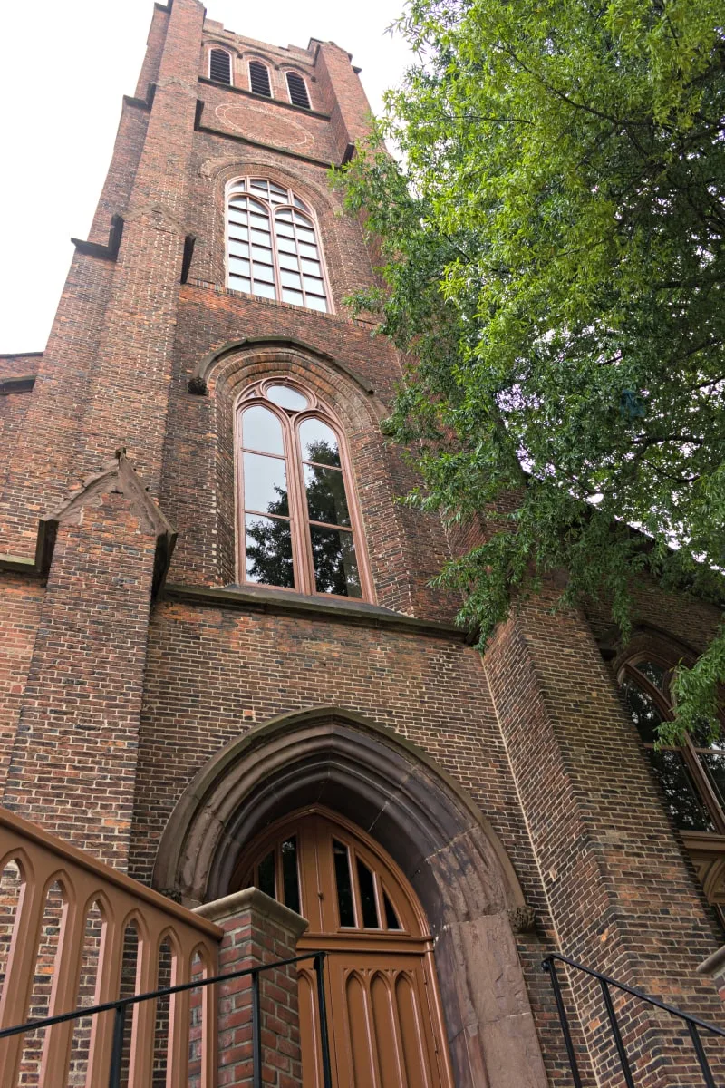 The church at Edgar Allan Poe's gravesite.