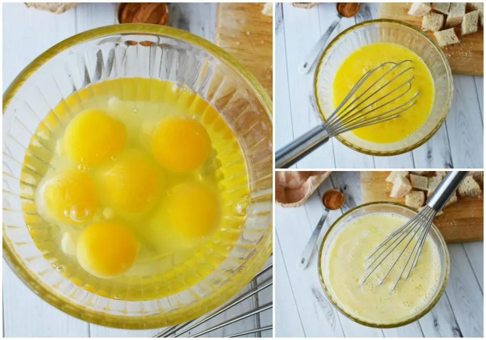 Whisking eggs in a bowl. 