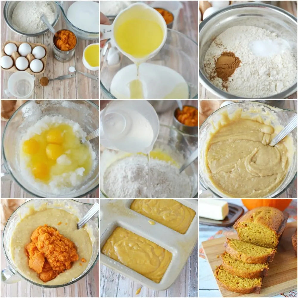 Making pumpkin bread dough and all the step to make the bread. 