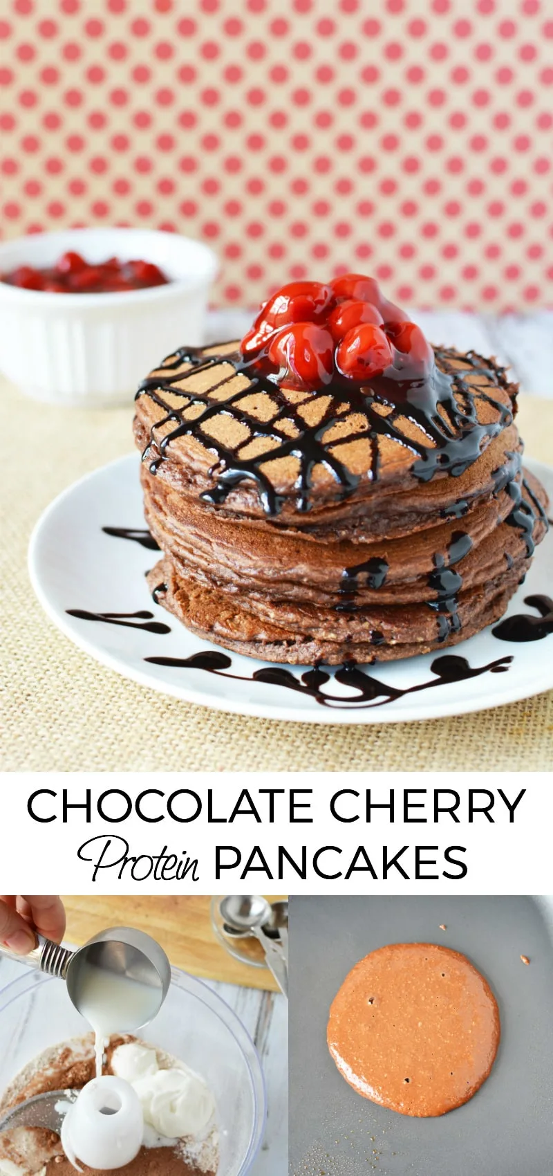 90 Calorie Chocolate Cherry Protein Pancakes