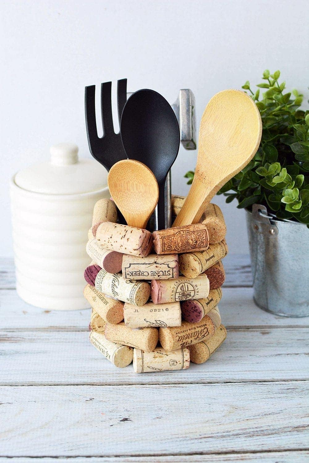 Wine Cork Craft Ideas - DIY Kitchen Utensil Holder | A ...