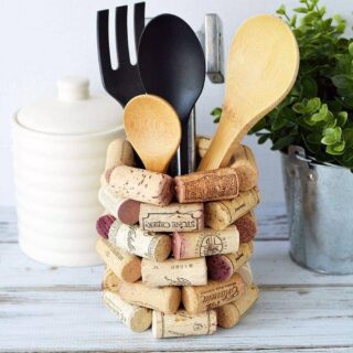 Wine Cork Craft Ideas - DIY Kitchen Utensil Holder