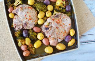 Colorful and Easy Sheet Pan Pork Chops Recipe