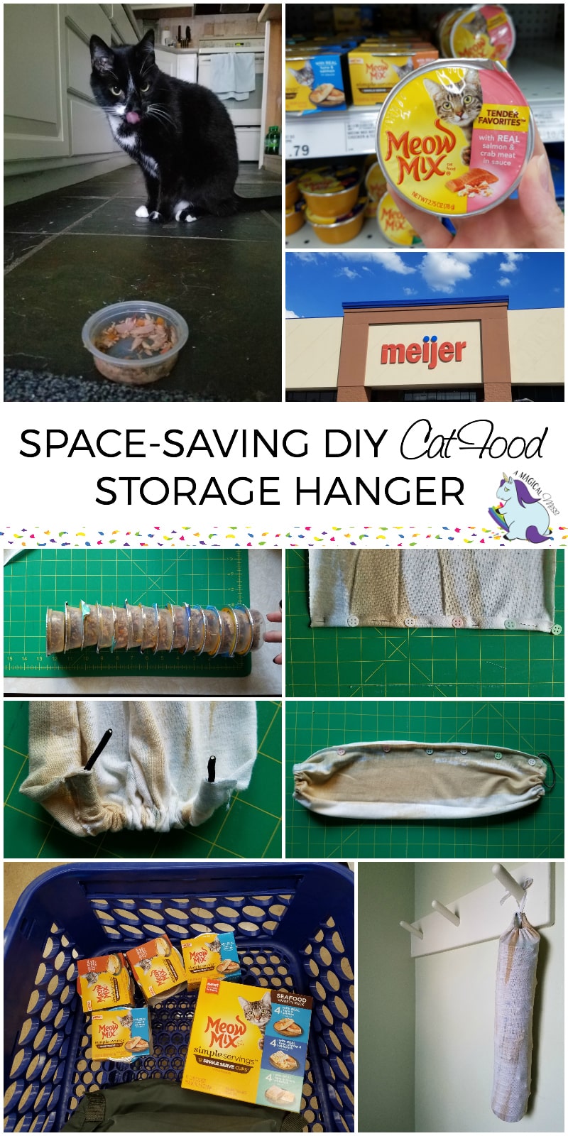 Super Easy Space Saving DIY Wet Cat Food Storage Hanger #MeowMixatMeijer #CollectiveBias AD