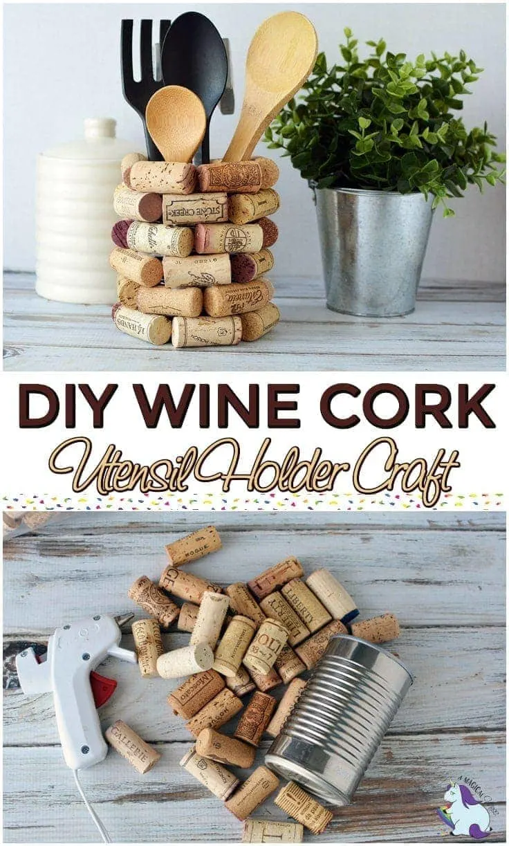 Wine Cork Craft Ideas - DIY Kitchen Utensil Holder