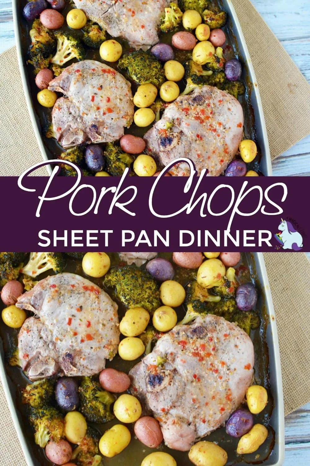 Sheet pan pork chops dinner