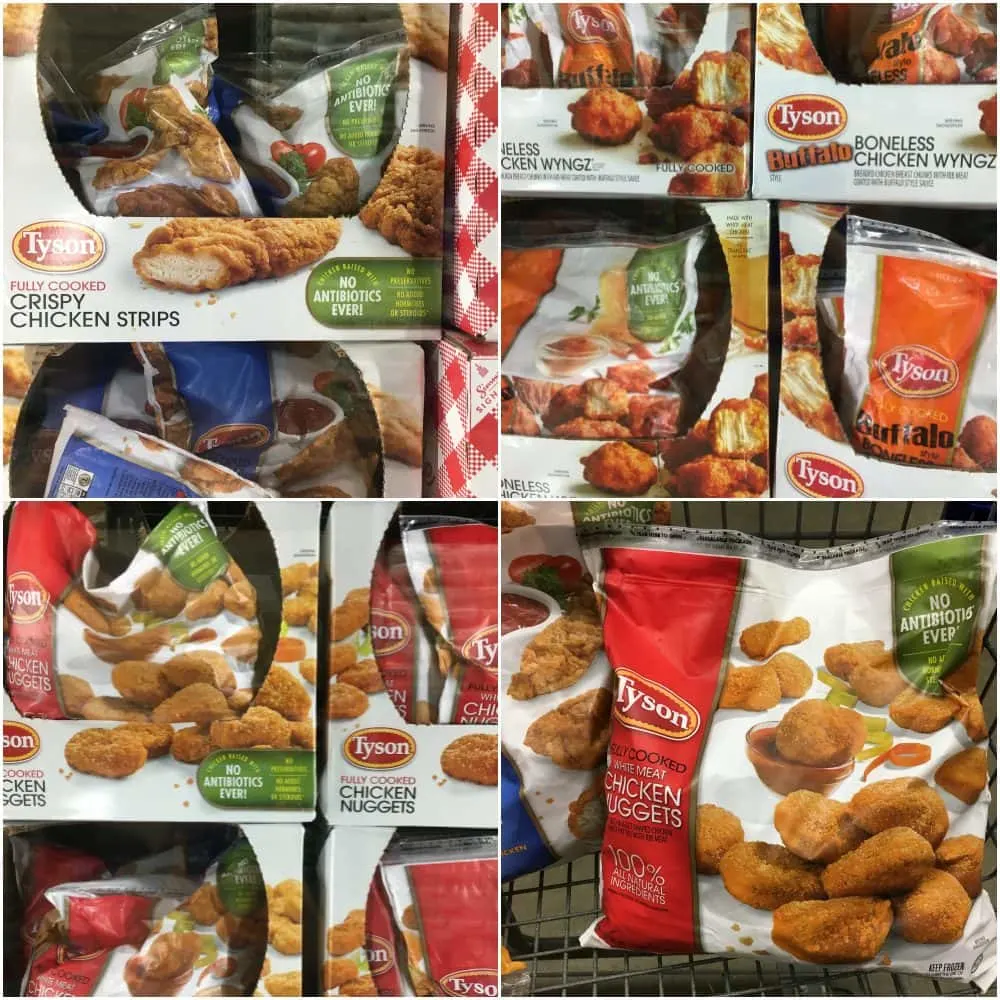 Bags of Tyson Chicken strips.