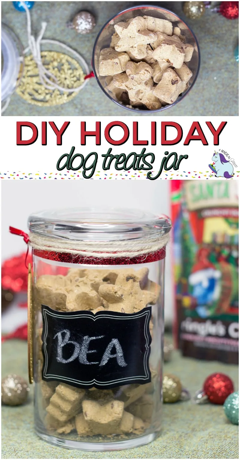 Holiday dog treats jar to make and fill with treats.