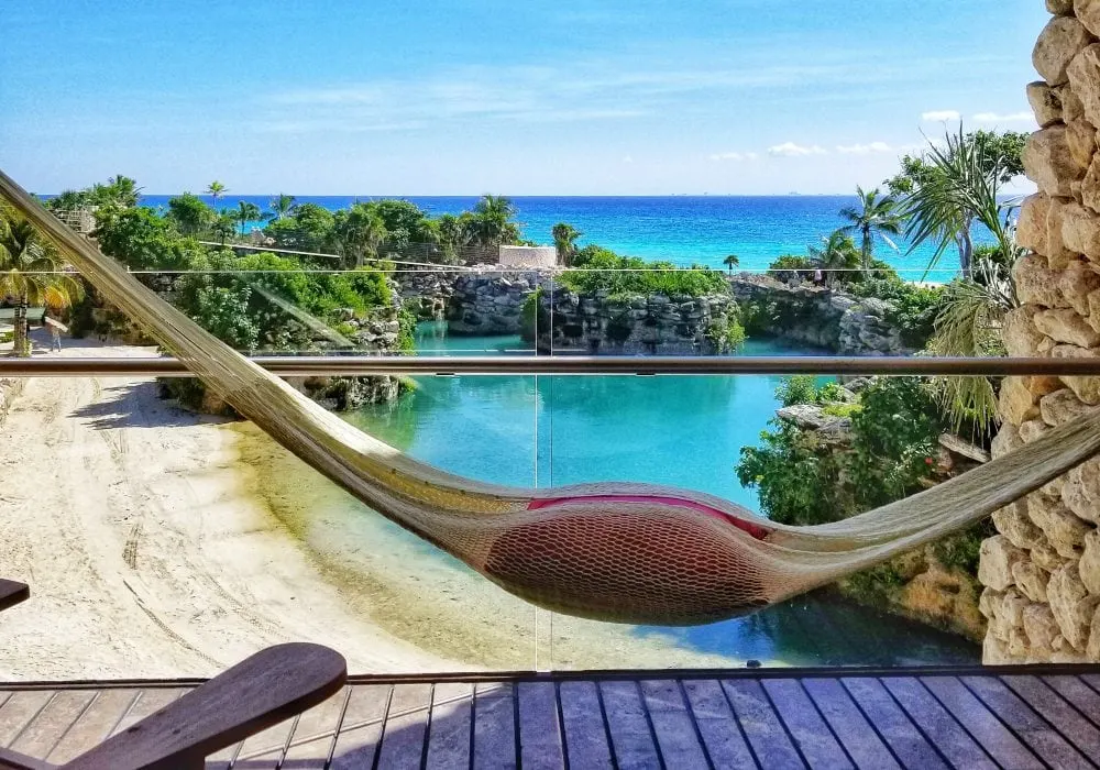 Hammock on the balcony of Hotel XCaret. 