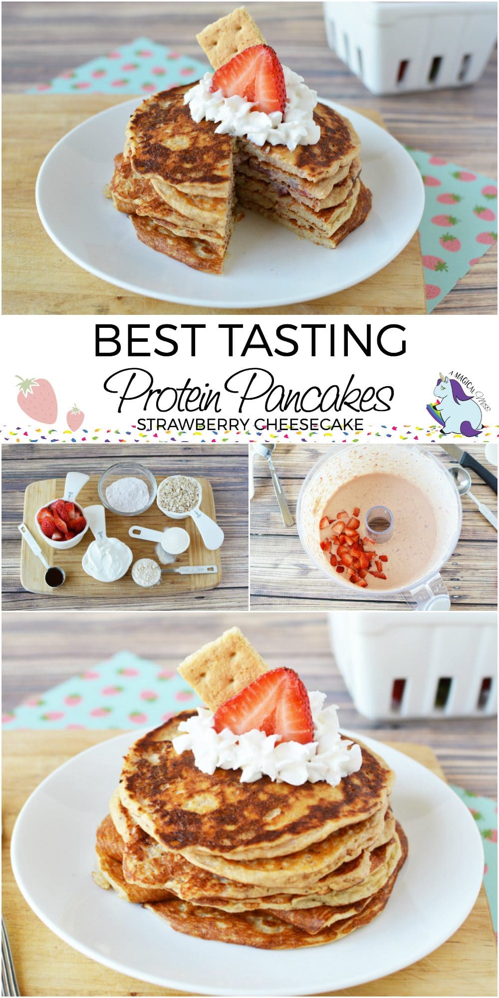 Best Tasting Protein Pancakes - Strawberry Cheesecake