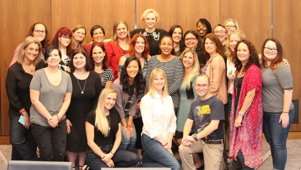 Gwendoline Christie with the group of bloggers. 